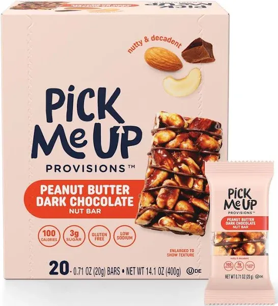 Pick Me Up Provisions Nut Bars Peanut Butter Dark Chocolate 0.7 oz Bar 20/Box