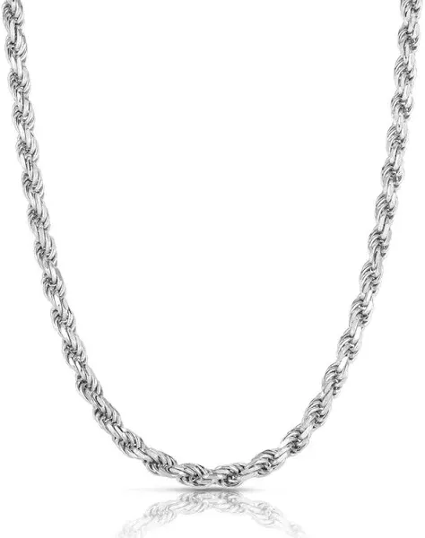 Sterling Silver Rope Chain Necklace for Men