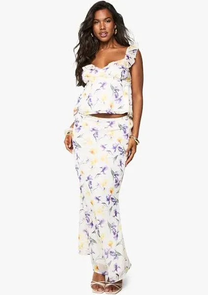 Boohoo Floral Chiffon Maxi Skirt
