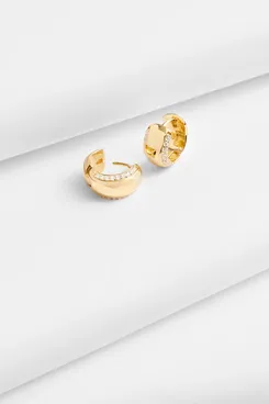 Madewell Demi-Fine Pronged Crystal Huggie Hoop Earrings