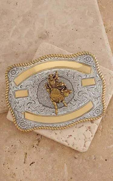 Crumrine Men's Engraved Oval Silver Belt Buckle