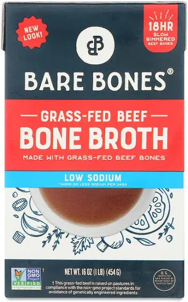 Bare Bones Low Sodium Grass-Fed Beef Bone Broth