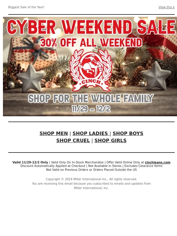 CINCH Jeans - Cyber Weekend Sale
