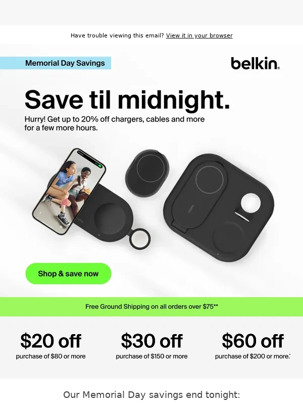 Belkin - Memorial Day Savings End Tonight! ⏰