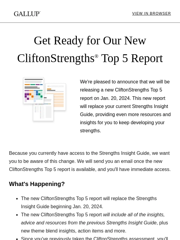 Gallup - New CliftonStrengths Top 5 Report Is Coming