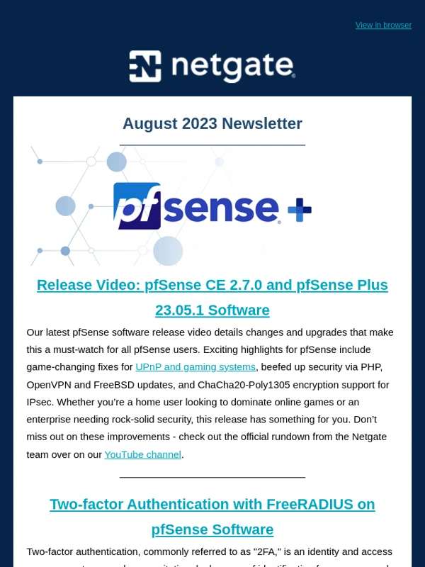 Netgate - Netgate Newsletter - August 2023