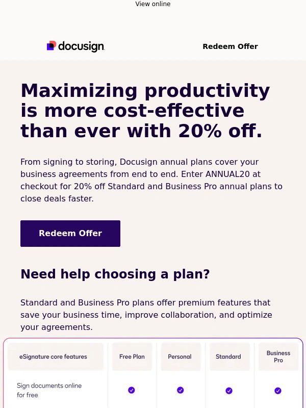 DocuSign - Just in: Annual Docusign plans at a discount