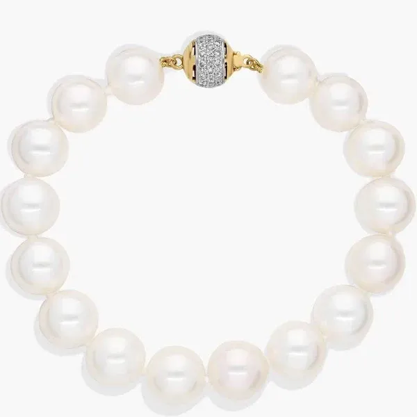 Blue Nile 18K Yellow Gold Freshwater Pearl and Diamond Clasp Bracelet