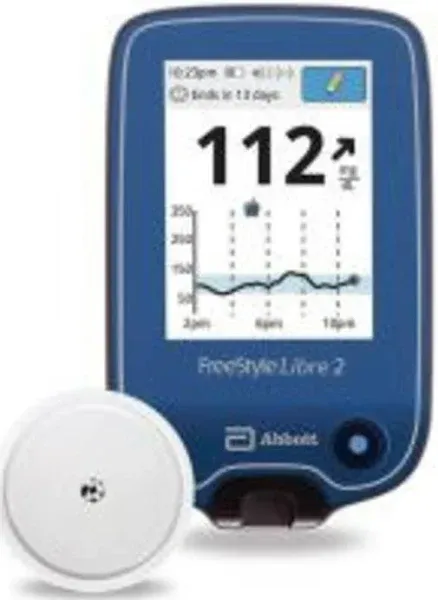 Abbott Nutrition Continuous Blood Glucose Sensor Kit FreeStyle Libre 2 1 Second Results Stores up to 8 Hours No Coding Required, 24/CS