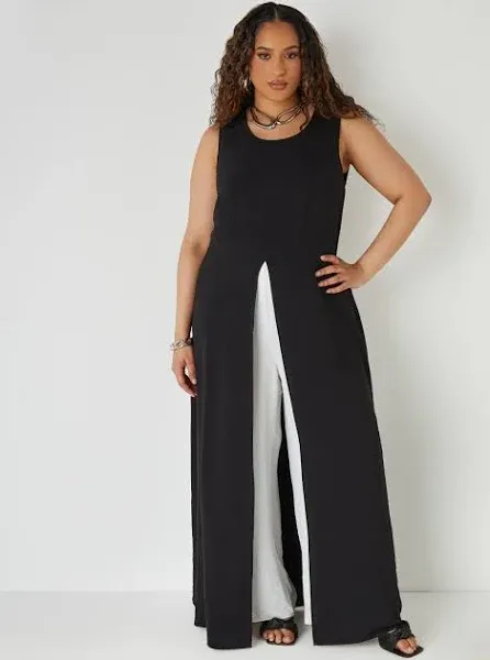 Ashley Stewart Plus Size Layered Two Tone Jumpsuit