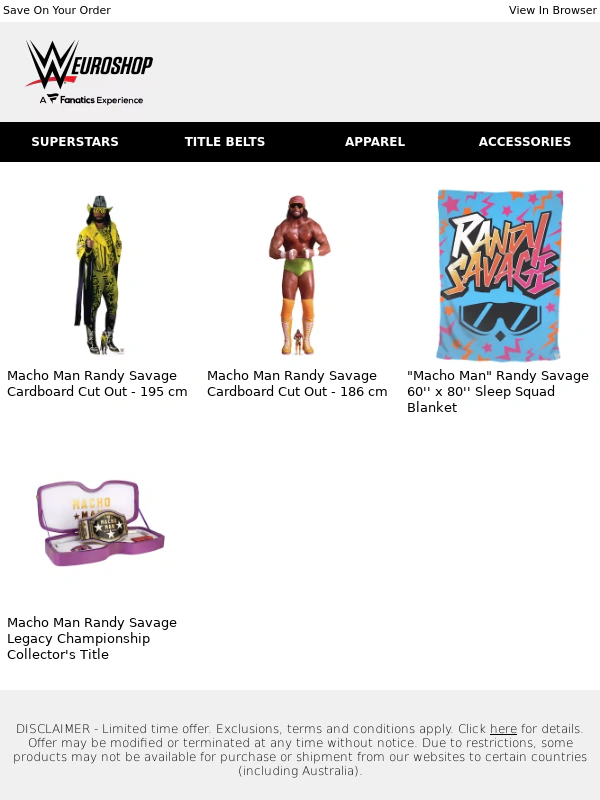 WWE Shop - Final Reminder! Your 10% Discount Is Waiting…
