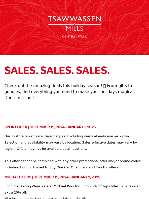 Tsawwassen Mills - ? Holiday Deals: Unwrap the Savings! ?