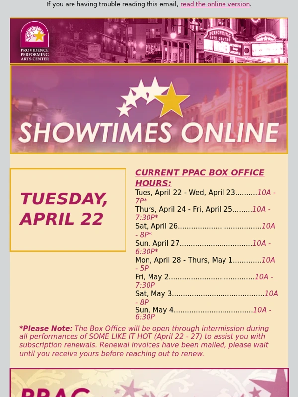 PPAC - Showtimes Online - 4/22/25