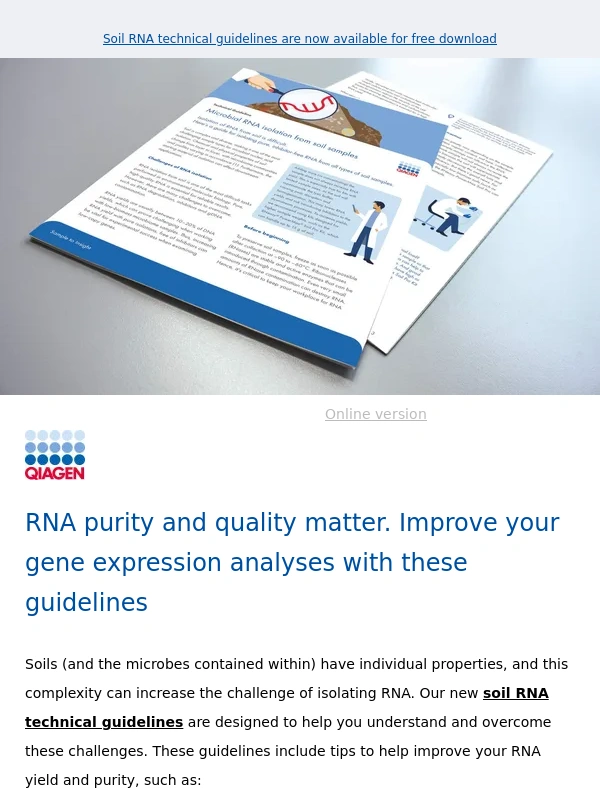 QIAGEN - Soil RNA technical guidelines,don’t miss your chance to improve your yield and purity