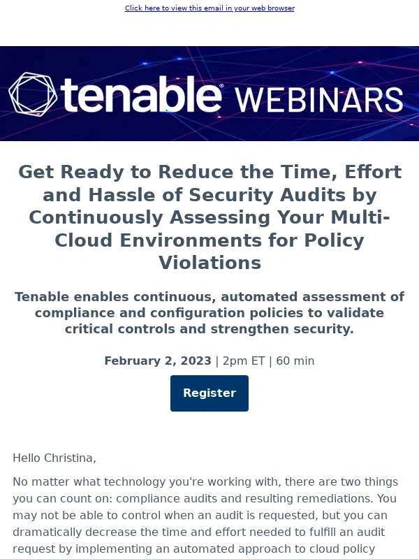 Tenable - Is it time for automated cloud policy compliance? Webinar 2pm ET,Feb. 2