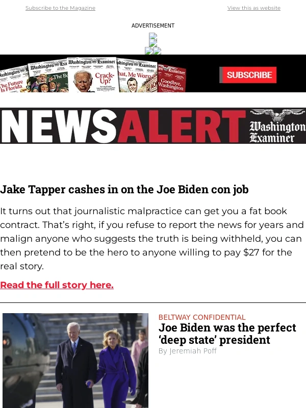 Washington Examiner - OPINION | Jake Tapper cashes in on the Joe Biden con job