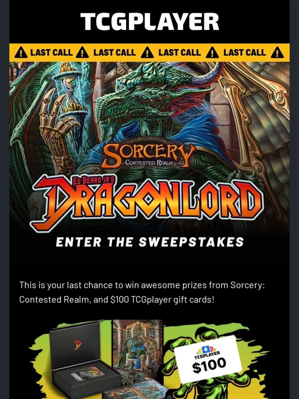 Tcgplayer - Last chance to win prizes from Sorcery: Contested Realm