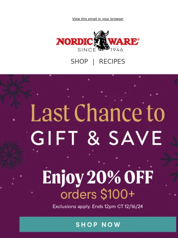 Nordic Ware - LAST CHANCE to Gift & Save 20% off