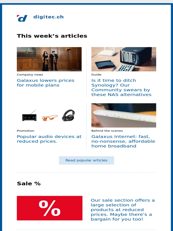 digitec - Galaxus lowers prices for mobile plans