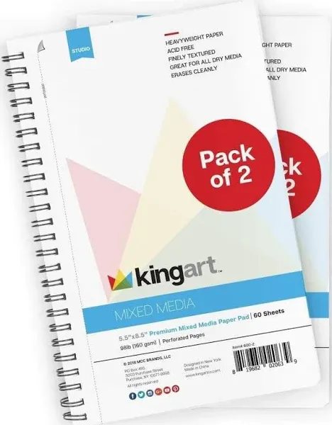 Kingart Mixed Media Paper Pad 2-Pack