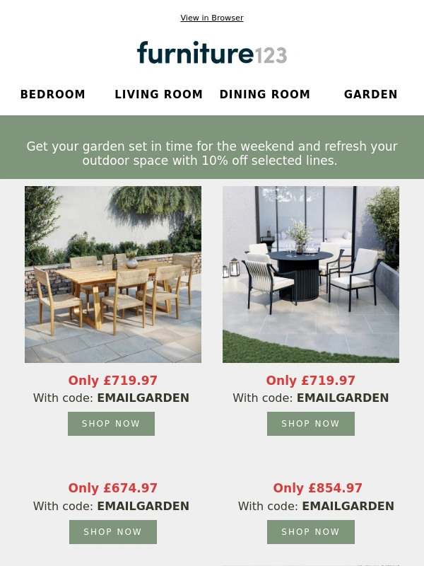 Furniture 123 - 10% off Garden Furniture