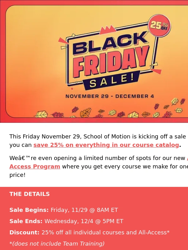School of Motion - Get Ready: Our Biggest Sale is Almost Here!