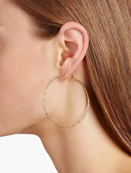 Lucky Brand Women's Big Hammered Hoop Earrings