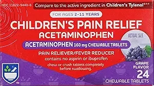 24-Count Rite Aid Children's Pain Relief Chewable Acetaminophen Tablets (Grape, 160 mg) $1.50 + Free Shipping w/ Prime or on $35+