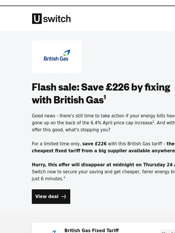 uSwitch - Top-tier British Gas deal inside