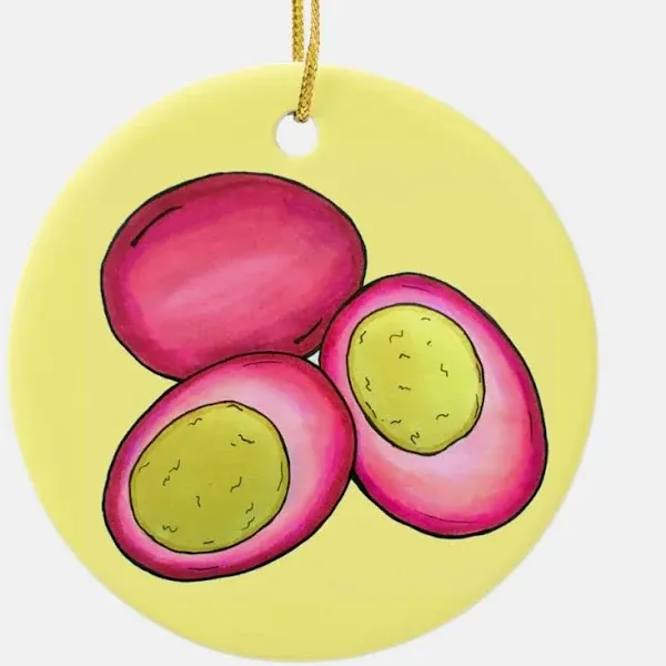 PA Dutch Food Pickled Hard Boiled Red Beet Eggs Ceramic Ornament