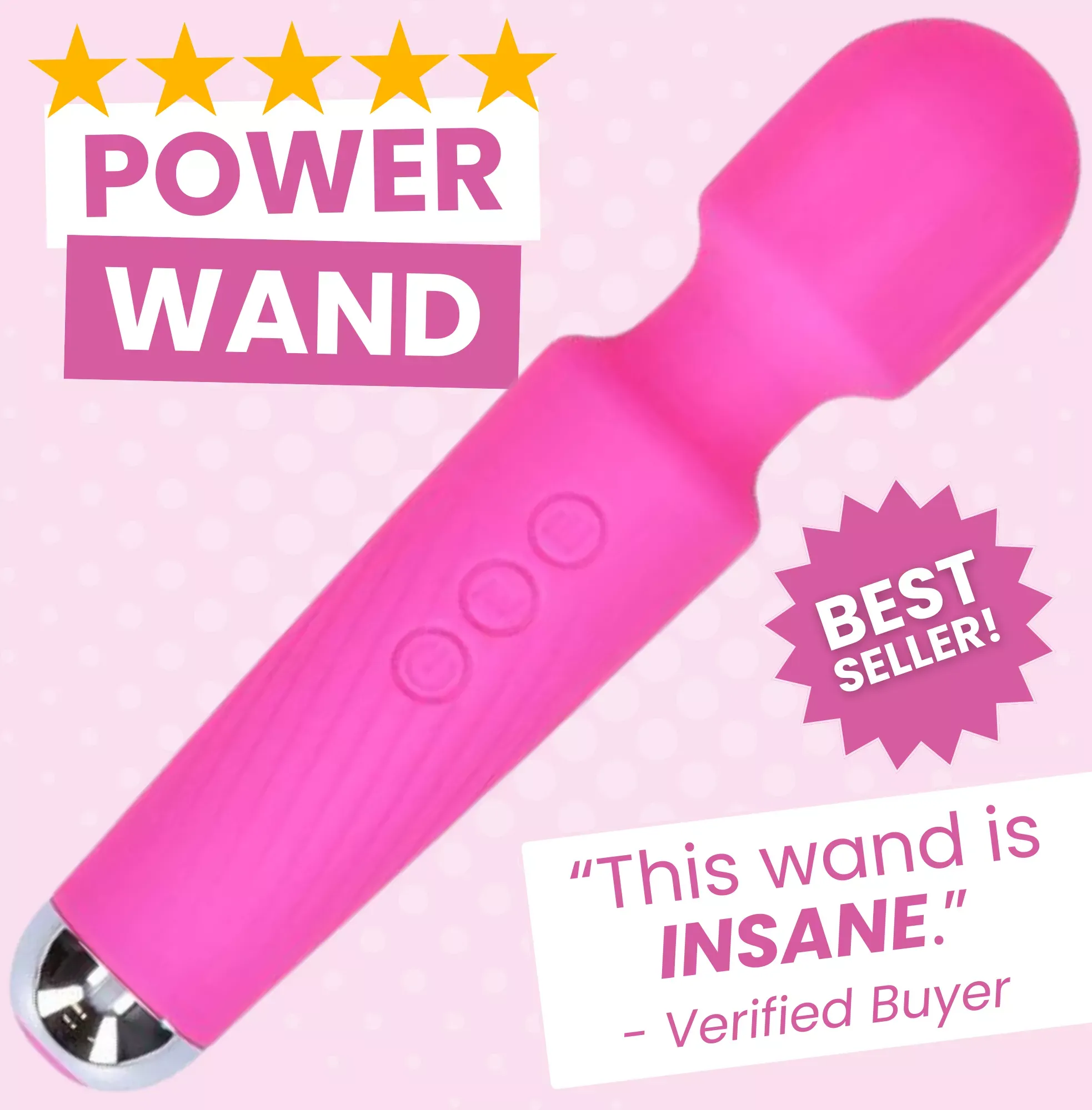 TooTimid High-Power Silicone Wand Vibrator in Pink (Intense Vibrations!)
