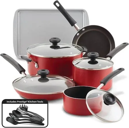 Farberware 15-Piece Easy Clean Aluminum Nonstick Pots and Pans Set/Cookware Set