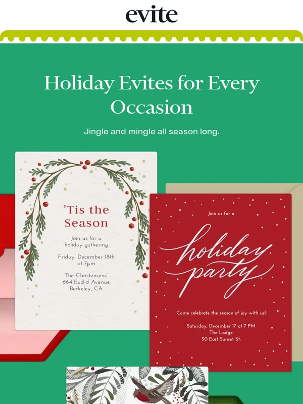 Evite - Holly,jolly holiday invitations & greeting cards! ?