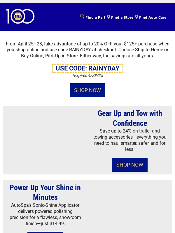 NAPA Auto Parts - Rain or Shine NAPA has you covered with Savings