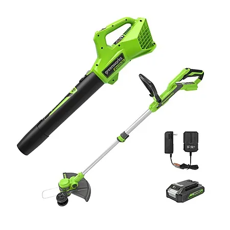 Greenworks 24V 12" Cordless Battery String Trimmer + 320 CFM Blower Combo Kit w/ 2.0Ah Battery & Charger $89.24 + Free Shipping