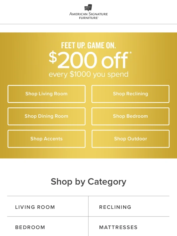 American Signature Furniture - 20% OFF Fan Favorite Doorbusters