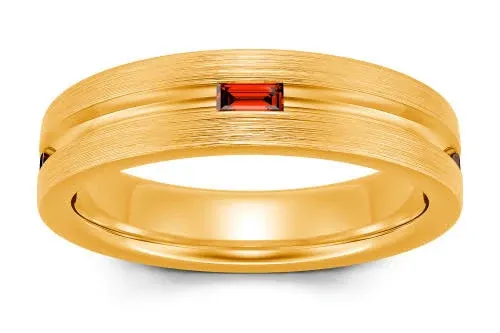 Jeulia Emerald Cut Gold Plated Silver Men's Band