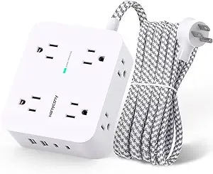 HANYCONY 8-Outlet Surge Protector w/ 4 USB Ports, 5' Braided Cord & Flat Plug $8.99 + Free Shipping w/ Prime or $35+