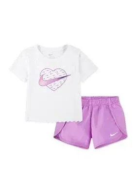 Nike Little Girls' Swoosh Motion Graphic T-Shirt and Shorts Set