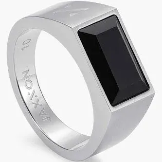 JAXXON Silver Beveled Onyx Signet Ring