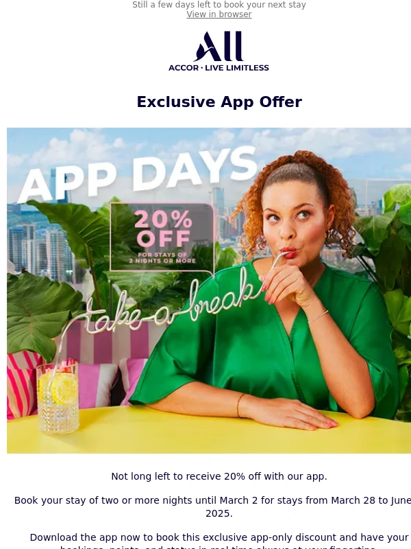 ibis - Only 3 days left to get 20% off with the app