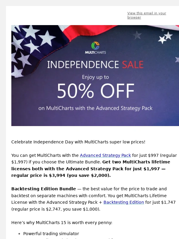 MultiCharts - Up to 50% off — Independence Day sale!