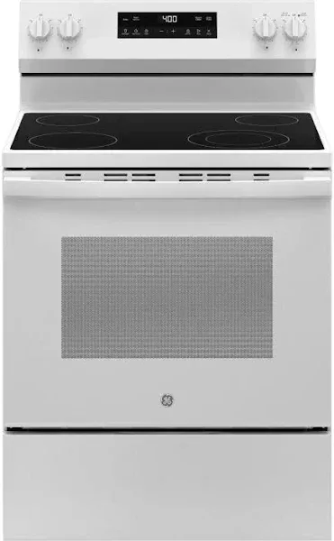 GE 400 Series 30" White Freestanding Electric Range