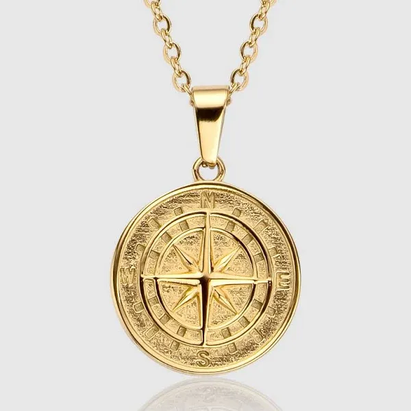 Men's CRAFTD Gold Compass Pendant Necklace