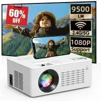 DR. J Professional 5G WiFi Projector with Bluetooth 5.2, HD 1080P Movie Projector with HDMI, 250'' Display Supported