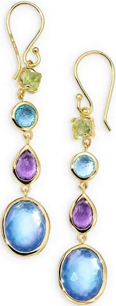 18K Gold Alpine Rock Candy Linear Drop Earrings