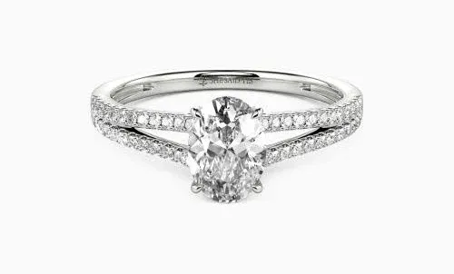 You & Me" 1ct Oval Cut Side Stone Engagement Ring
