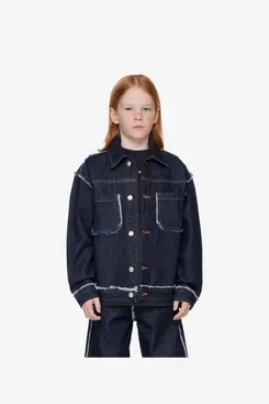 Marni Kids Navy Frayed Trim Denim Jacket