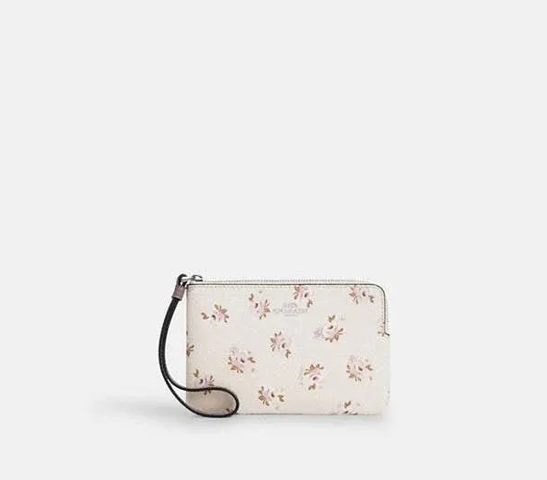 Coach Women's Floral Print Corner Zip Wristlet