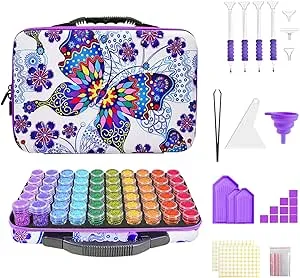 ZORETCO - Diamond Painting Storage Case, 60 Slots, Diamond Art Kits with Accessories, Craft Jewelry Beads Organizer Boxes